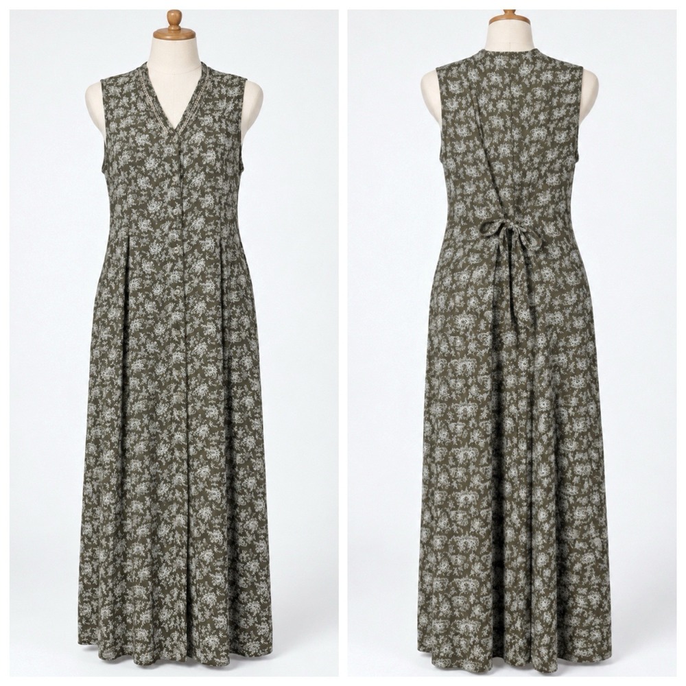 April Cornell Floral Maxi Dress S Vintage 90s Button Front Rayon Cottagecore